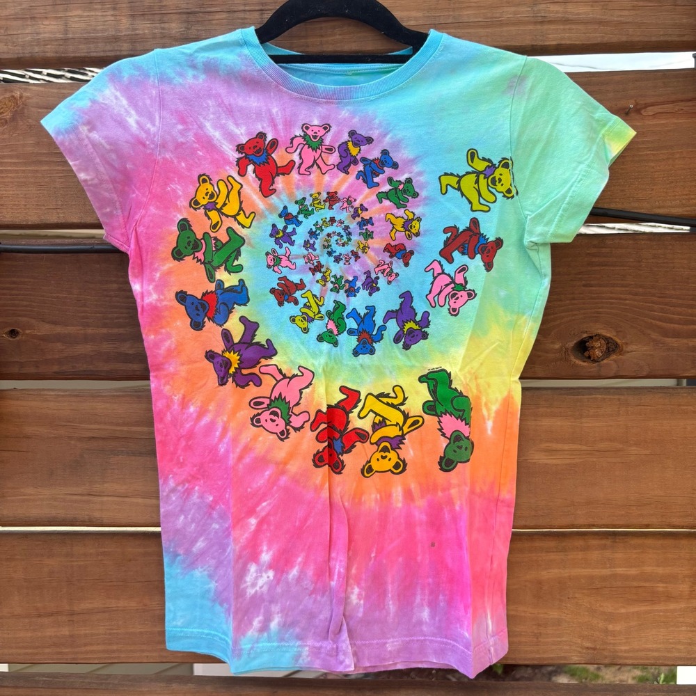 Liquid Blue Grateful Dead T-Shirt Womens M Rainbow Tie Dye Good Dancing Bears